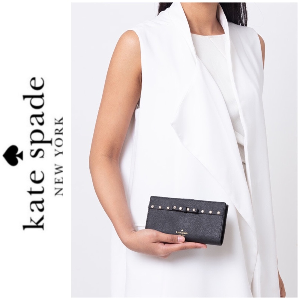 NWT Kate Spade leather jeweled wallet black - Picture 2 of 6